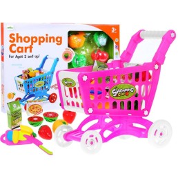 Žaislinis pirkinių vežimėlis su pjaustomomis daržovėmis ir pirkiniais "Shopping Cart"