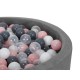 200 vnt. spalvotų plastikinių kamuoliukų 7 cm. pilki - rožiniai