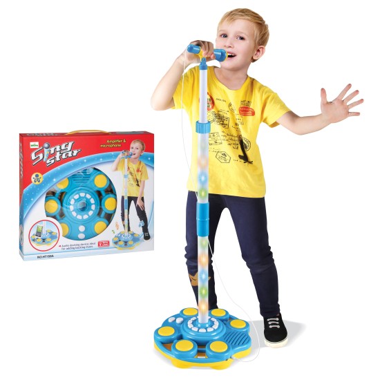 Vaikiškas mikrofonas su stovu - karaokė Blue