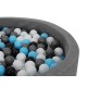 200 vnt. spalvotų plastikinių kamuoliukų 7 cm. juodi - mėlyni