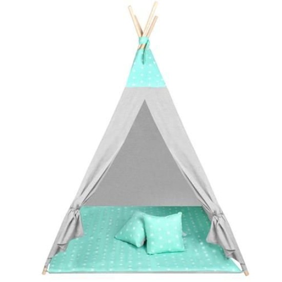Žaidimų palapinė tipis WIGWAM su minkštu kilimėliu ir 3 pagalvėlėmis 
