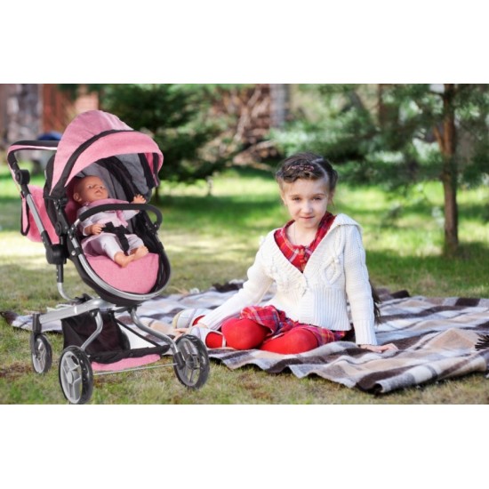 Lėlių vežimėlis su krepšiu Princess 2in1