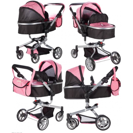 Lėlių vežimėlis su krepšiu Princess 2in1