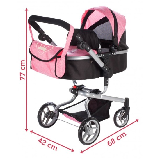Lėlių vežimėlis su krepšiu Princess 2in1