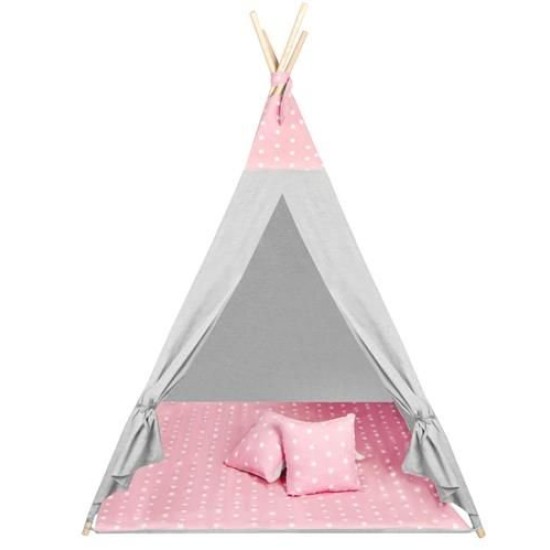 Žaidimų palapinė tipis WIGWAM su minkštu kilimėliu ir 3 pagalvėlėmis Rose