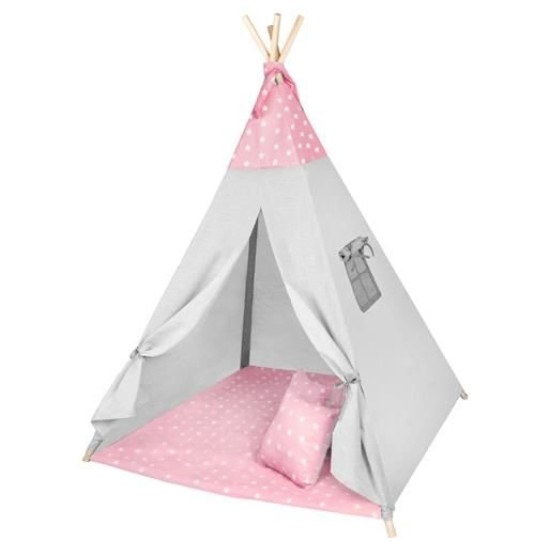 Žaidimų palapinė tipis WIGWAM su minkštu kilimėliu ir 3 pagalvėlėmis Rose