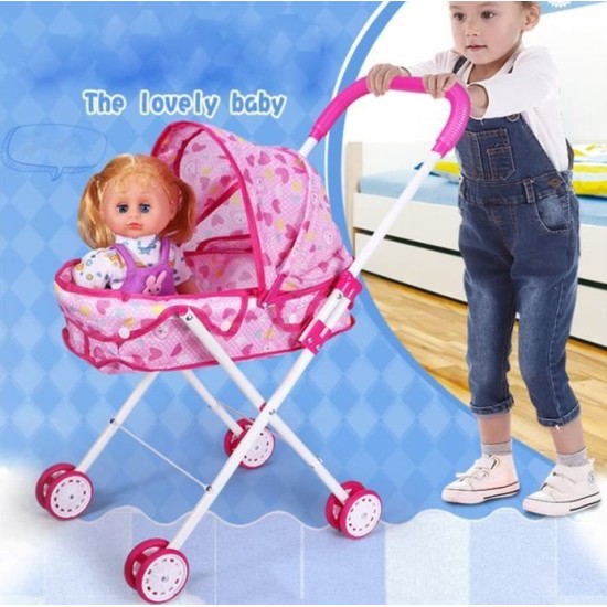 Lėlių vežimėlis HOT PINK 53cm.