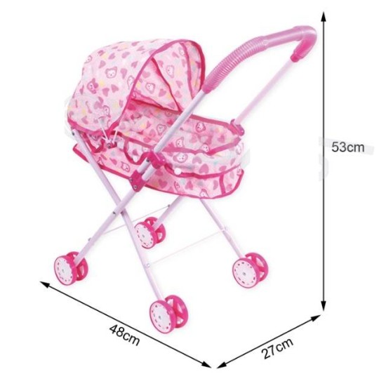 Lėlių vežimėlis HOT PINK 53cm.