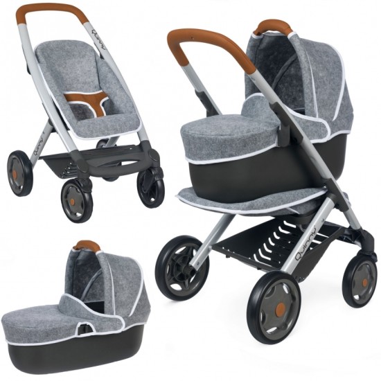 Lėlių vežimėlis su lopšiu Smoby Maxi - Cosi Quinny 3 in 1 Grey