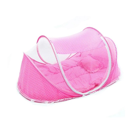 Vaikiška turistinė lovytė su tinkleliu  “ Pink ” 