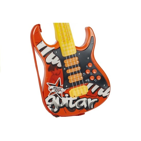 Žaislinė elektrinė gitara su mikrofonu, oranžinė