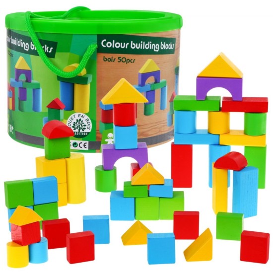 Lavinamosios medinės kaladėlės 50 vnt. Colour Bois