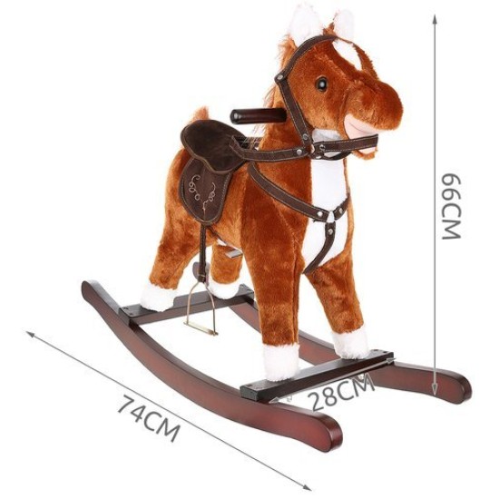  Muzikinis supamas arkliukas mažiesiems rudas 73cm