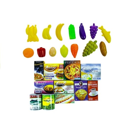 Žaislinis pirkinių vežimėlis daržovėmis ir pirkiniais "Shopping Cart"