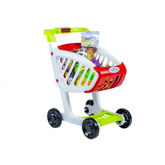 Žaislinis pirkinių vežimėlis daržovėmis ir pirkiniais "Shopping Cart"
