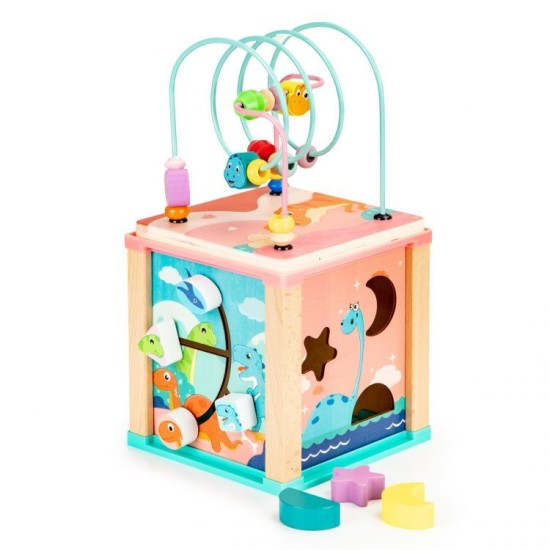 Ergoterapinis medinis lavinamasis kubas - labirintas ECO TOYS DINO 5in1 