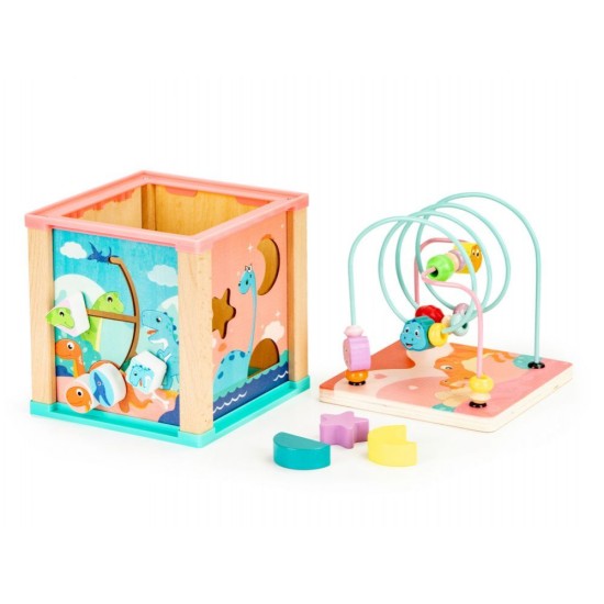 Ergoterapinis medinis lavinamasis kubas - labirintas ECO TOYS DINO 5in1 