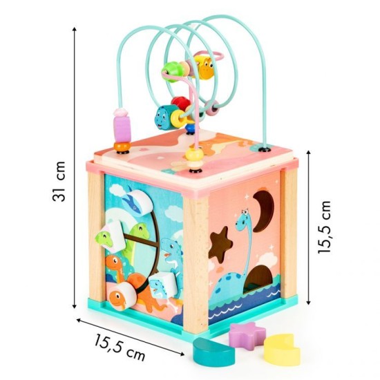Ergoterapinis medinis lavinamasis kubas - labirintas ECO TOYS DINO 5in1 
