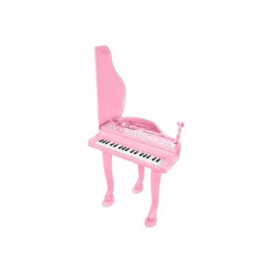 Vaikiškas pianinas - fortepijonas su mikrofonu ir kėdute - rožinis 