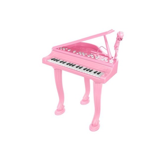 Vaikiškas pianinas - fortepijonas su mikrofonu ir kėdute - rožinis 