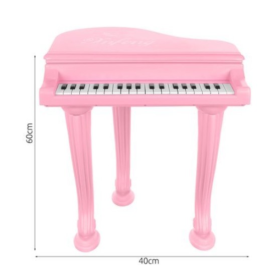 Vaikiškas pianinas - fortepijonas su mikrofonu ir kėdute - rožinis 