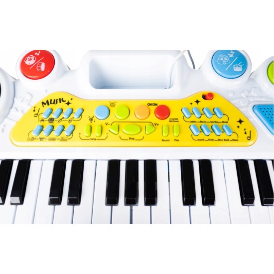 Vaikiškas pianinas - sintezatorius su mikrofonu ir kėdute - Blue