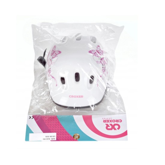 Vaikiškas šalmas Croxer Silky White/Pink S (52-54cm)