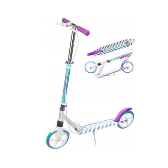 Aliuminis paspirtukas RAVEN PASTELLE PRO su dideliais 20 cm. ratais Handbrake and front suspension