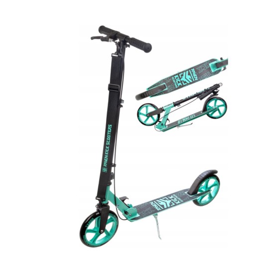 Aliuminis paspirtukas RAVEN STRAIGHT MINT su dideliais 20 cm. ratais Handbrake