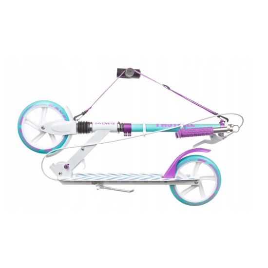 Aliuminis paspirtukas RAVEN PASTELLE PRO su dideliais 20 cm. ratais Handbrake and front suspension