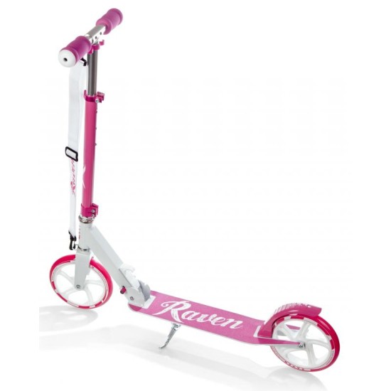 Aliuminis paspirtukas RAVEN LAURA su dideliais 20 cm. ratais Handbrake