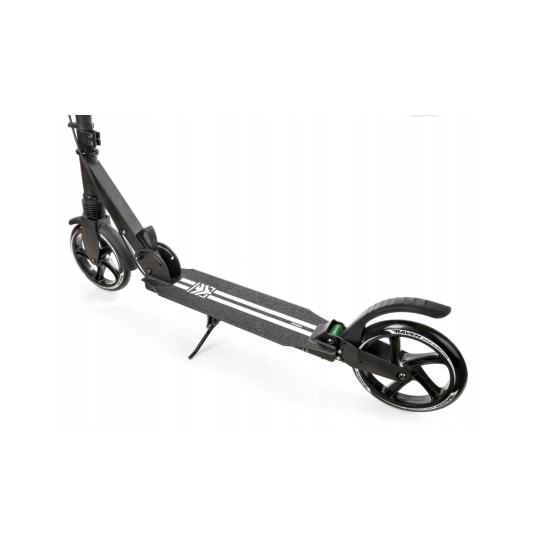 Aliuminis paspirtukas RAVEN STRAIGHT BLACK PRO su dideliais 20 cm. ratais Handbrake and front suspension
