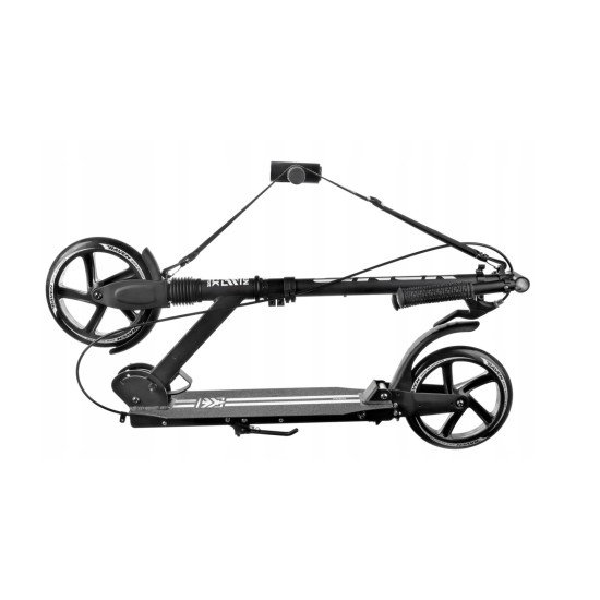 Aliuminis paspirtukas RAVEN STRAIGHT BLACK PRO su dideliais 20 cm. ratais Handbrake and front suspension