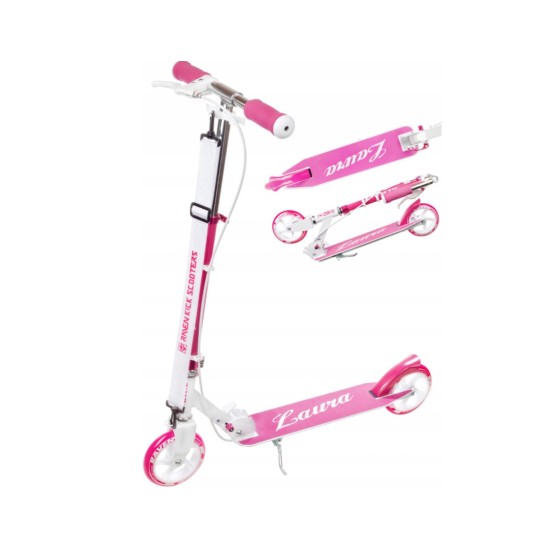 Aliuminis paspirtukas RAVEN LAURA su dideliais 20 cm. ratais Handbrake