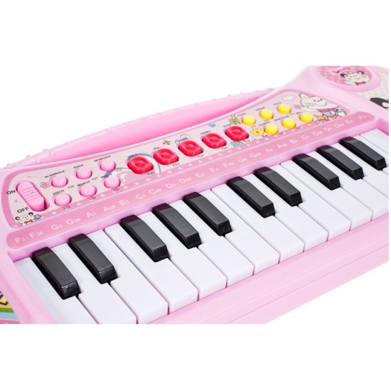 Pianinas sintezatorius su mikrofonu - rožinis