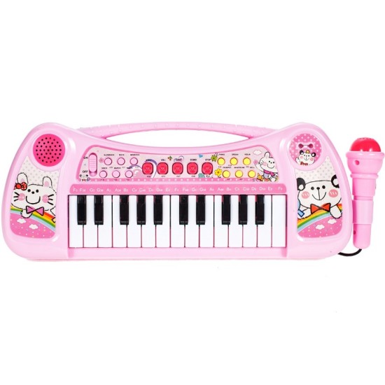 Pianinas sintezatorius su mikrofonu - rožinis