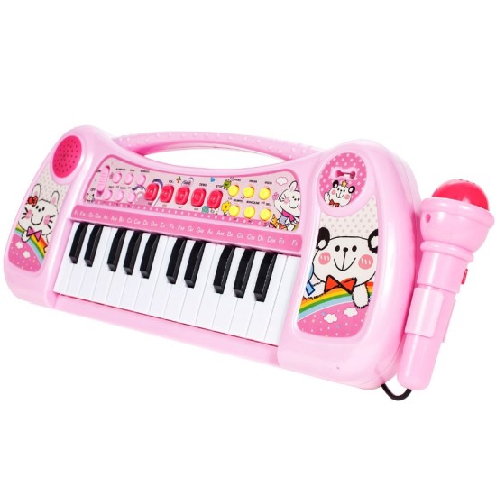 Pianinas sintezatorius su mikrofonu - rožinis