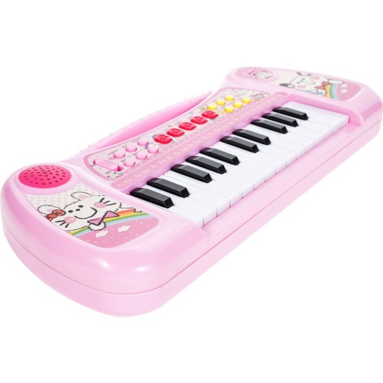 Pianinas sintezatorius su mikrofonu - rožinis