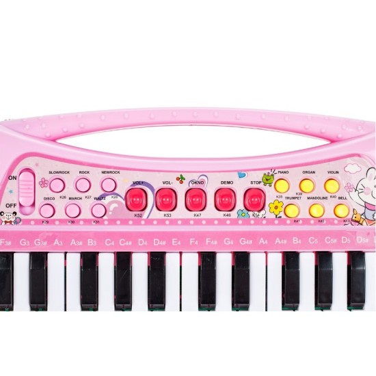 Pianinas sintezatorius su mikrofonu - rožinis