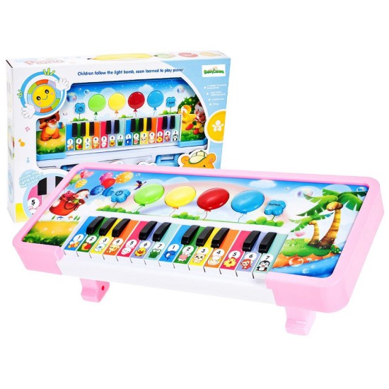 Lavinamasis Muzikinis Pianinas Su Gyvūnais - rožinis