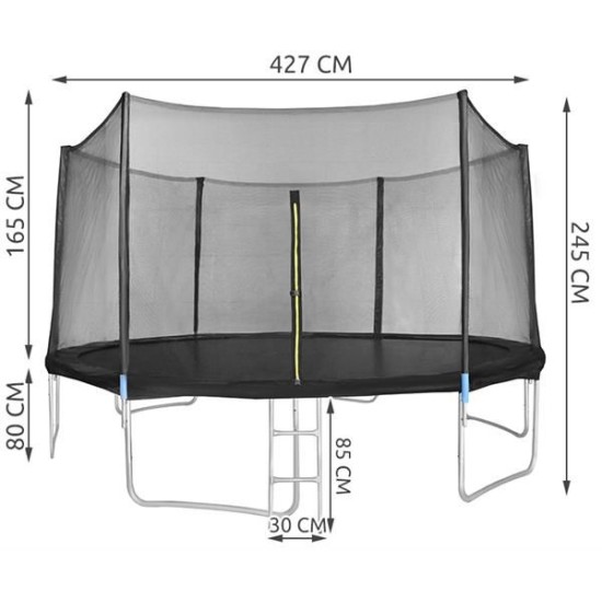 Batutas 14" 427 cm skersmens, su apsauginiu tinkleliu ir kopėčiomis