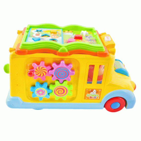 Linksmas lavinamasis autobusas su švieselėmis ir muzikėlėmis