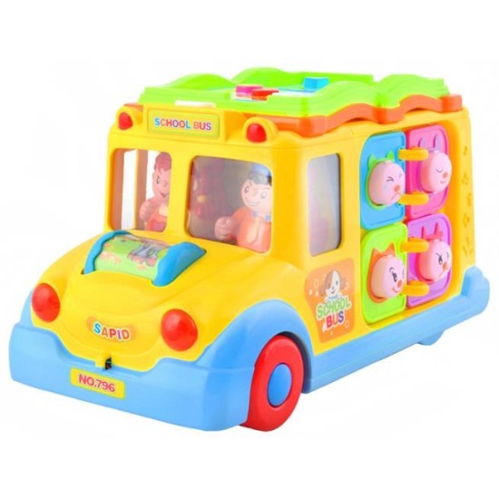 Linksmas lavinamasis autobusas su švieselėmis ir muzikėlėmis