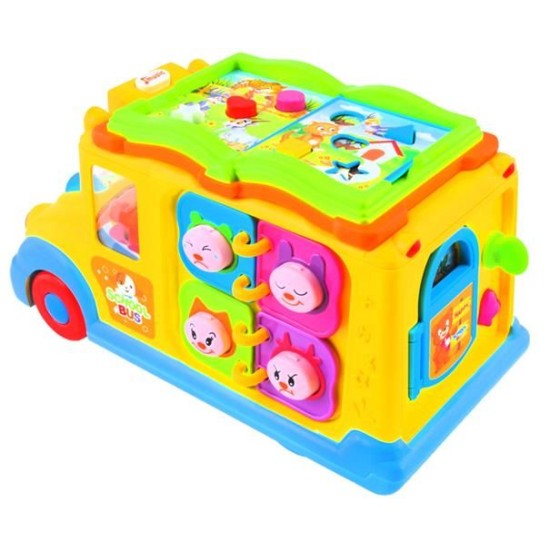Linksmas lavinamasis autobusas su švieselėmis ir muzikėlėmis