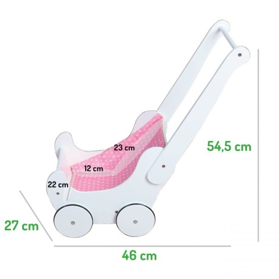 Medinis lėlių vežimėlis Ecotoys