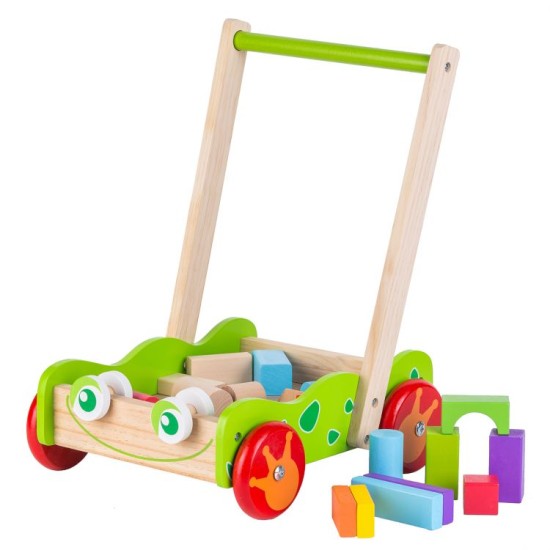 Ekologiškas medinis ECO TOYS stumdukas su 22 kaladėlių