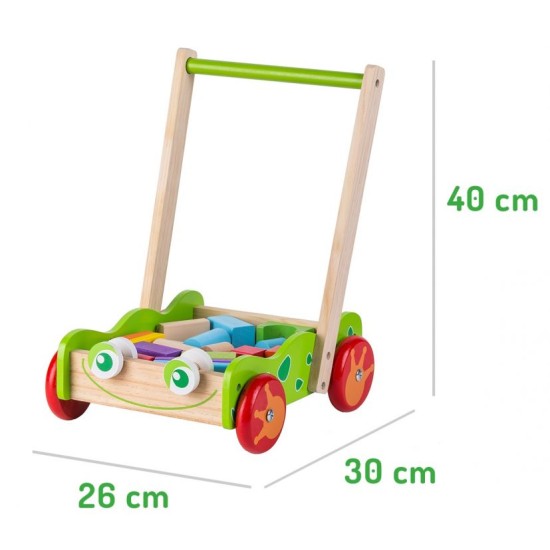 Ekologiškas medinis ECO TOYS stumdukas su 22 kaladėlių