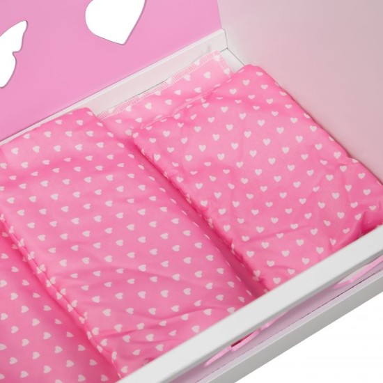 Medinė lėlės lovelė – lopšys su pagalve ir antklode Eco toys