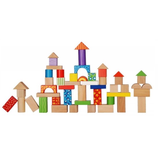 Lavinamosios medinės kaladėlės 50 vnt. Eco toys