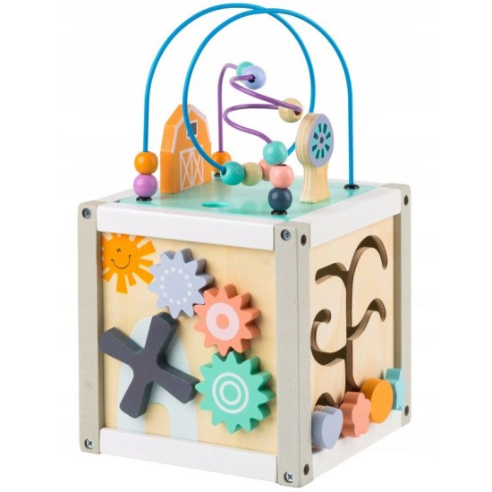 Ergoterapinis medinis lavinamasis kubas - labirintas ECO TOYS 5*1